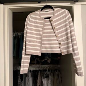 Abercrombie & Fitch Striped Cardigan in Beige and White